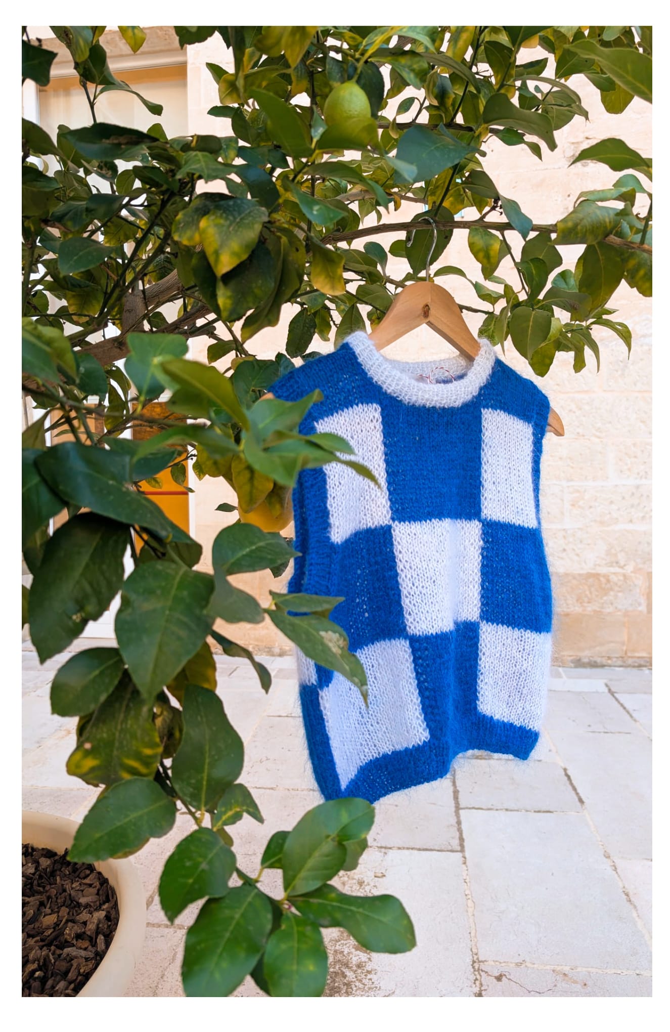HANNKA Vest - check blue & white