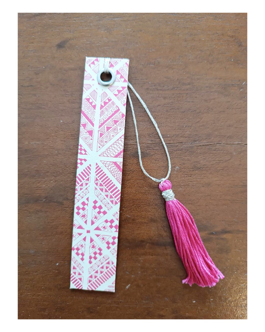 HANDMADE BOOKMARK GEOMETRIC PINK