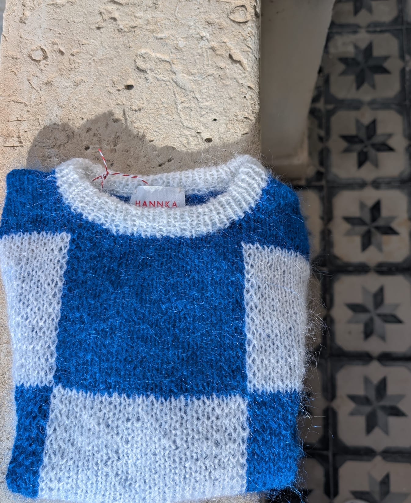 HANNKA Vest - check blue & white