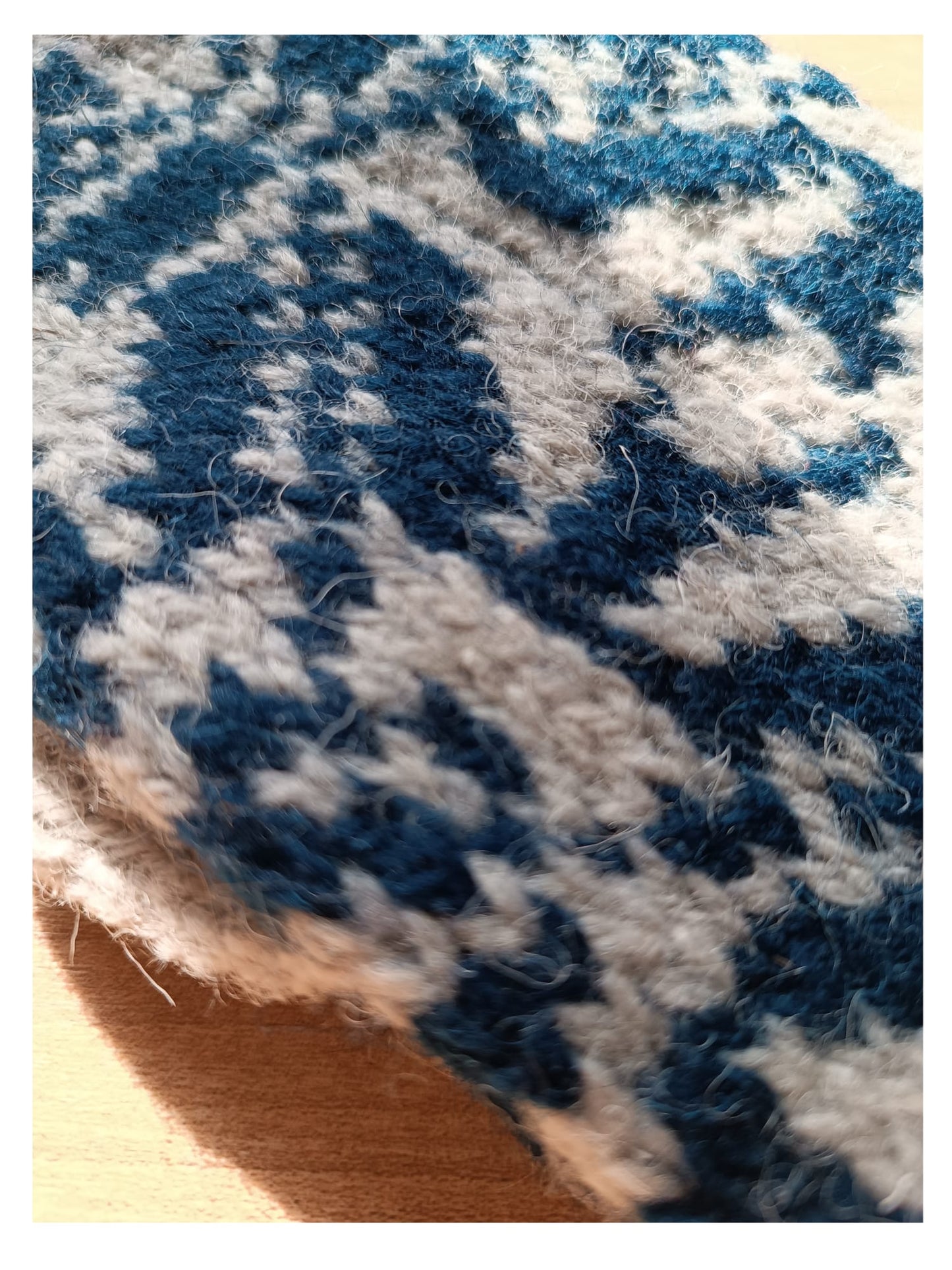 Lithuanian hand knitted mittens blue & gray リトアニア手織り ミトン