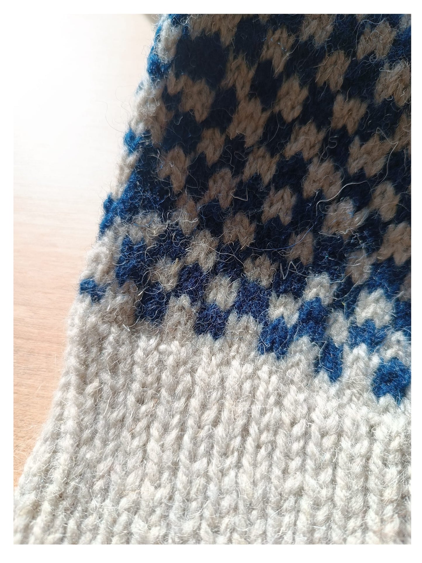 Lithuanian hand knitted mittens blue & gray リトアニア手織り ミトン