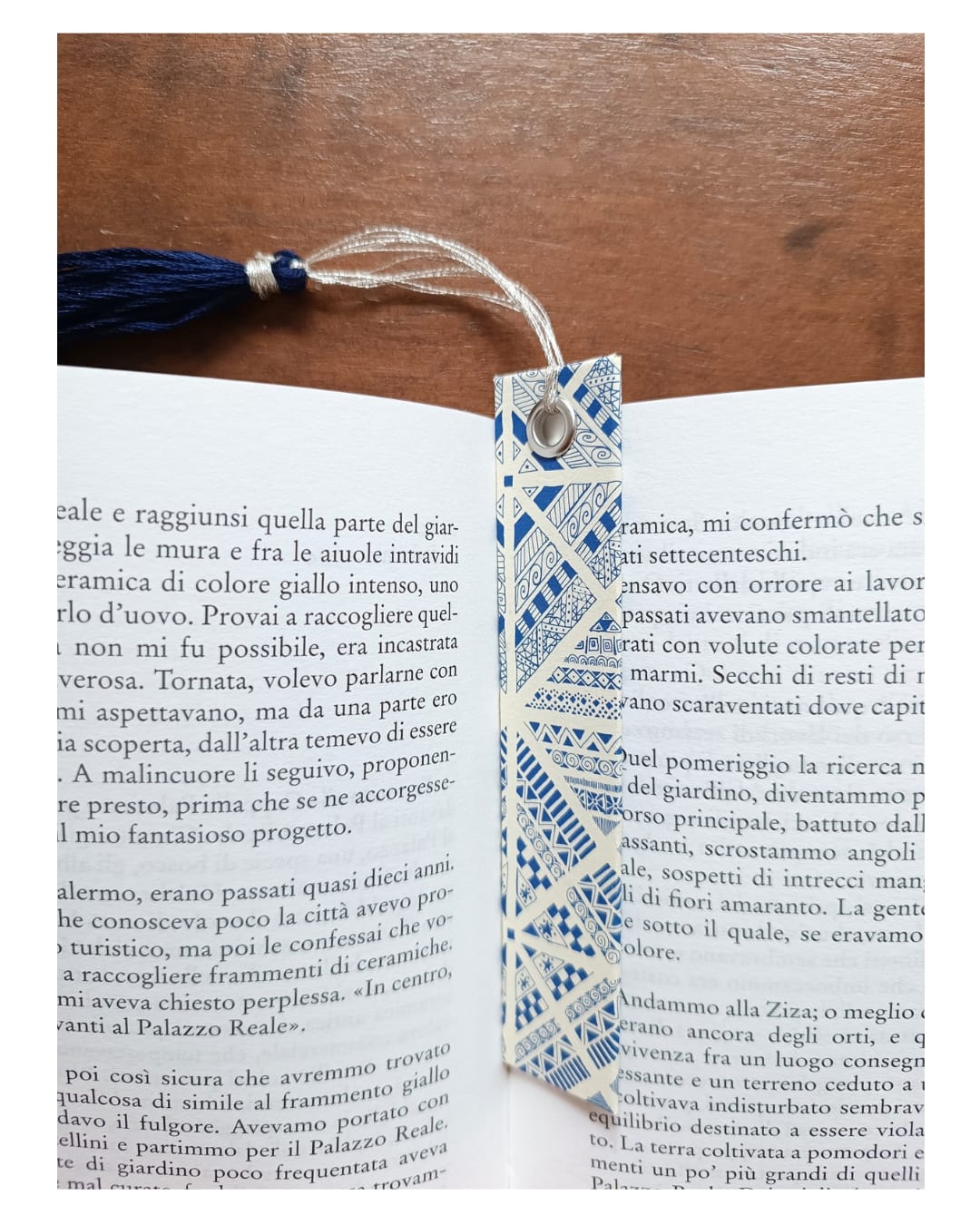 HANDMADE BOOKMARK GEOMETRIC BLUE