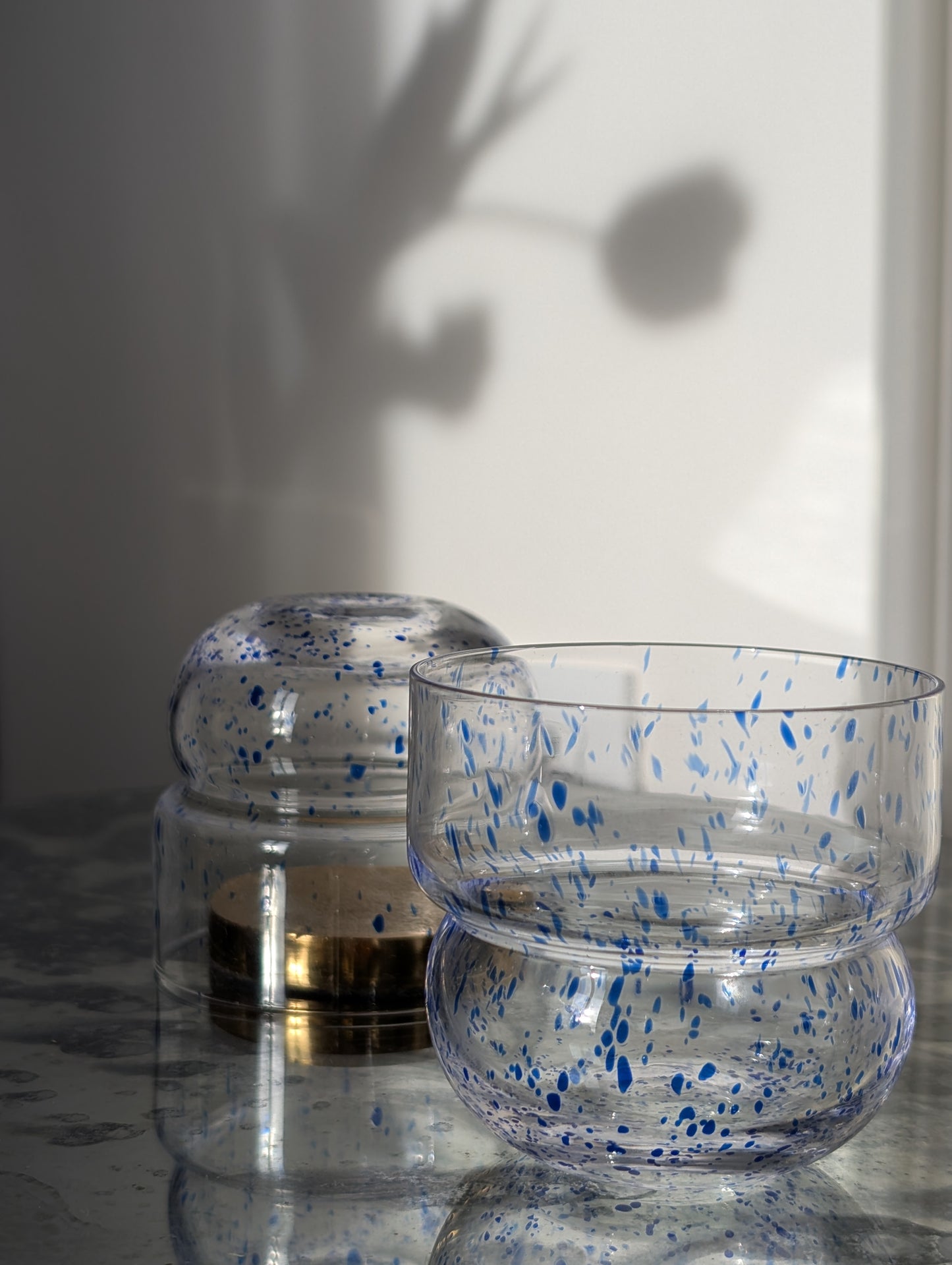 RUNO glasses - cobalt dots (set of 2 glasses)