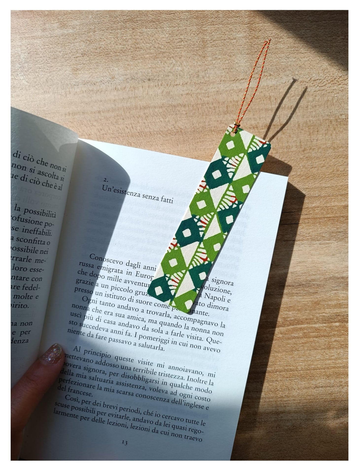 Washi book marker green