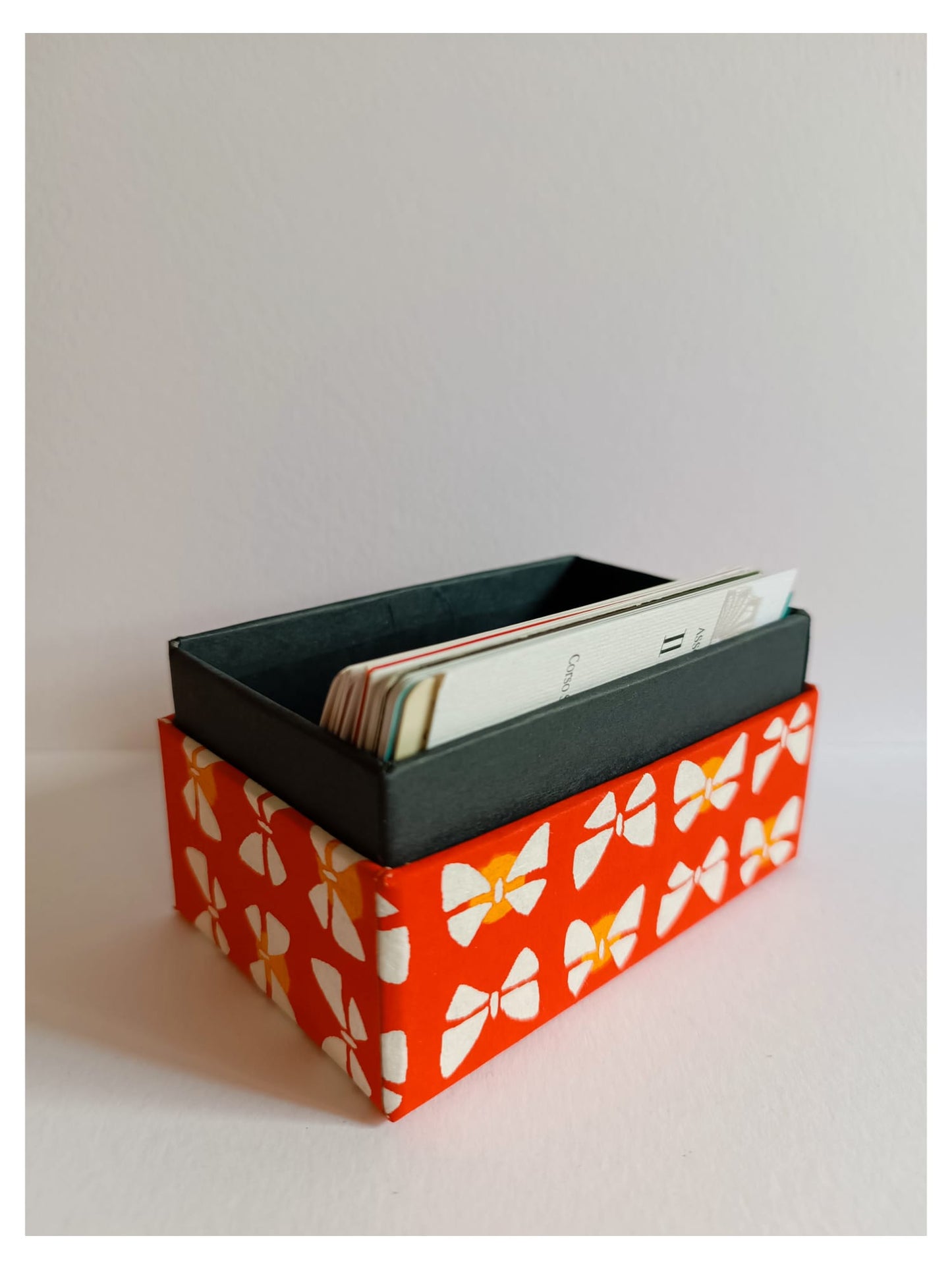 Anyuk handmade buisiness card box ORANGE RIBBON