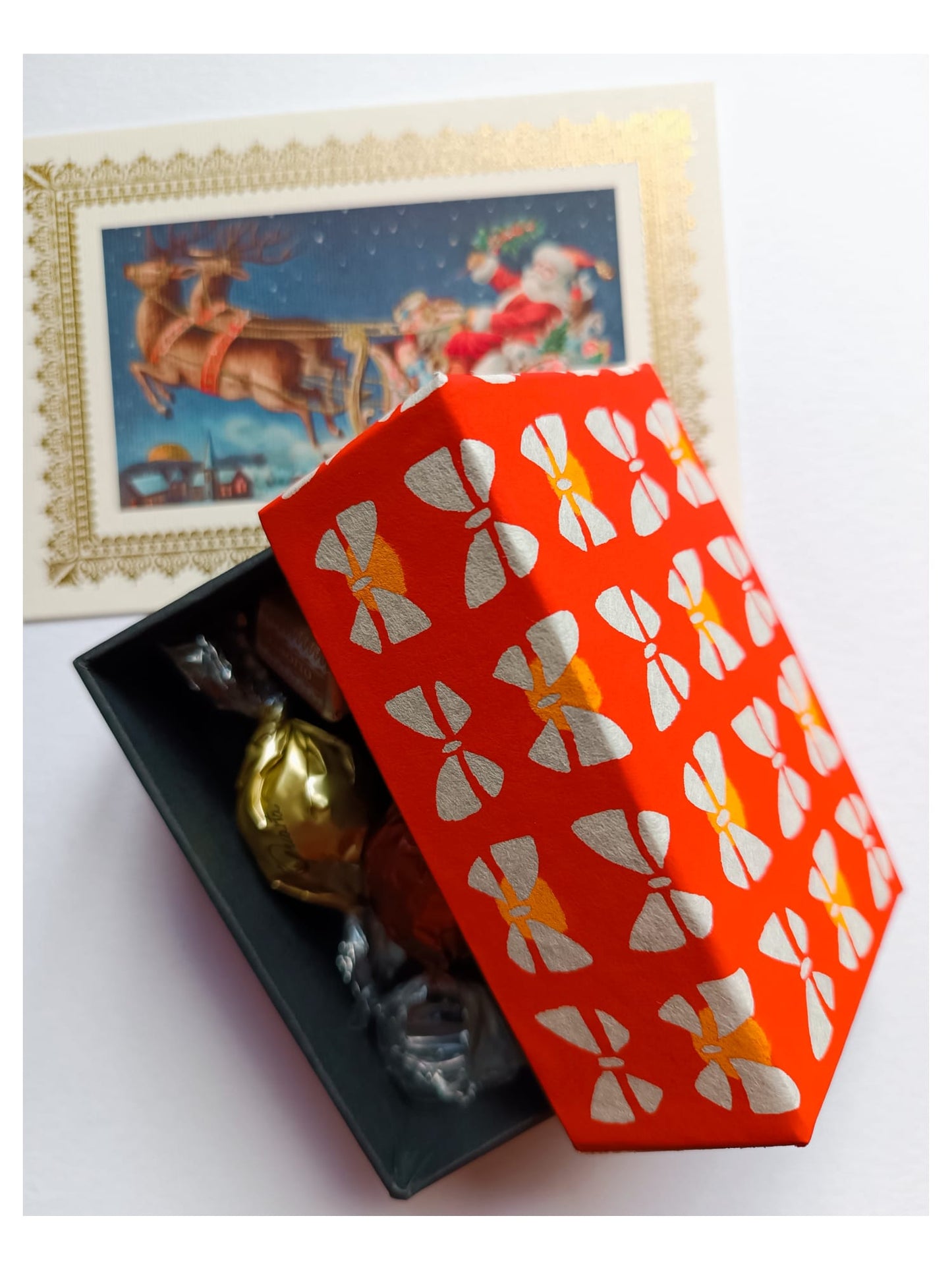Anyuk handmade buisiness card box ORANGE RIBBON