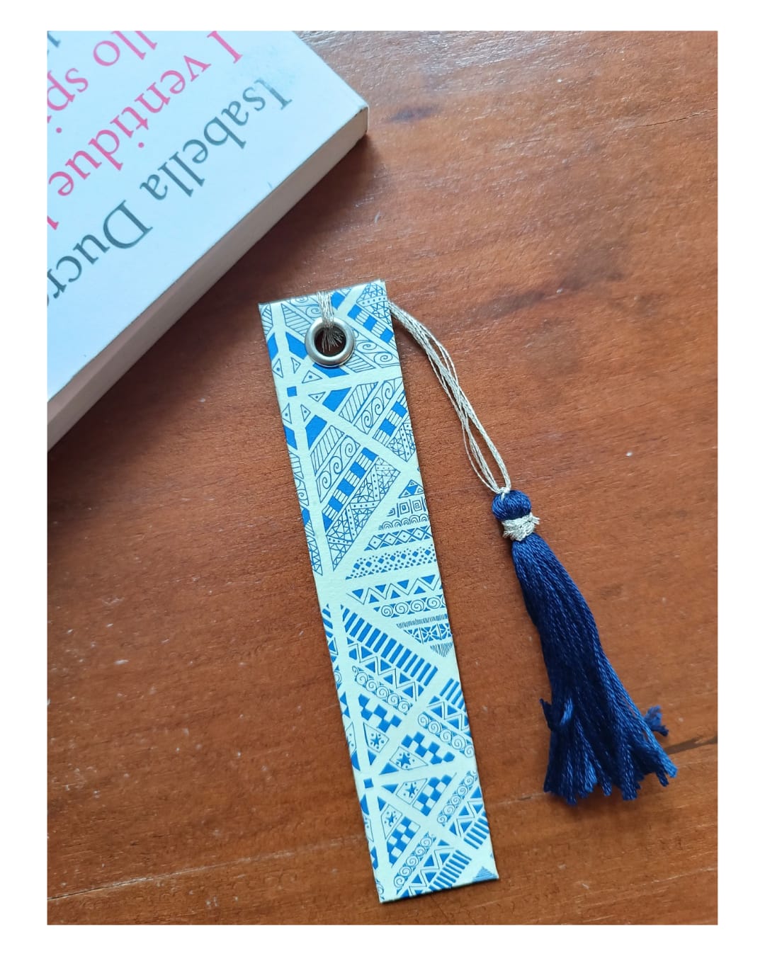 HANDMADE BOOKMARK GEOMETRIC BLUE